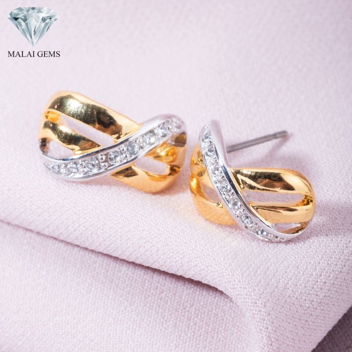 malai-gems-ต่างหูเพชร-เงินแท้-silver-925-เพชรสวิส-cz-เคลือบทองคำขาว-รุ่น14009154-แถมกล่อง-ต่างหูcz-ต่างหูเงินแท้