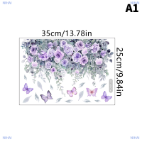 NIHAI สติกเกอร์ติดผนังลายดอกไม้พืชสีเขียวหลากหลายรูปแบบสติ๊กเกอร์ตกแต่งห้องน้ำห้องนั่งเล่นตู้บ้านภาพจิตรกรรมฝาผนังแบบมีกาวในตัว