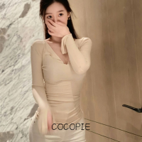 Cocopie ชุดเดรสผู้หญิง เสื้อผ้าผญสวยๆ เดรส ทันสมัย สไตล์ สไตล์ วินเทจ WLQ230005X 41Z231009