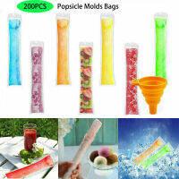 200PCs Disposable Ice Popsicle Molds Bags Zip-Lock Pouch Freeze Pops Bag Funnel for Summer Popsicle Making