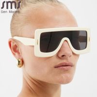 ✽ New Brand Designer Oversized Square Sunglasses Women Men Trends Punk One Piece Sun Glasses Shield Eyewear Shades Da Sole Donna