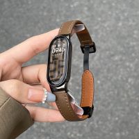 Leather Strap For Xiaomi Band 8 7 6 5 4 3 Magnetic Buckle Replace Smart Watch Wristband Mi Band 56 Miband 8 7 Accessorie