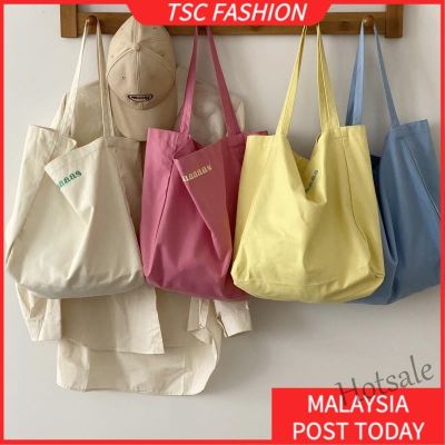 【hot sale】▼ C16 TSCfashion Cream Color Niche Large Capacity Single Shoulder Canvas Bag Simple Daily Casual Tote Bag