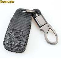 ❡۩▲ Jingyuqin Leather Carbon Remote Car Key Case Cover For AUDI A4 B9 Q5 Q7 TT TTS 8S 2016 2017 Smart Auto Key 3 Buttons