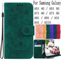 Sunjolly โทรศัพท์มือถือเคสสำหรับคลุม Samsung Galaxy A51 A71 4G 5G A81 A91 A31 A41กระเป๋าเงินแบบกลับด้านได้เคสโทรศัทพ์ห้อยตุ้งติ้ง A21S