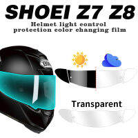 สำหรับ SHOEI Z8 Visor หมวกกันน็อครถจักรยานยนต์ป้องกันหมอกฟิล์มเปลี่ยนสีครีมกันแดดสากล Visor ภาพยนตร์ป้องกันหมอกสติ๊กเกอร์