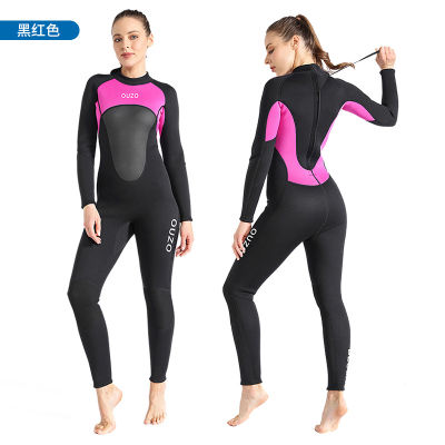 [COD]3mm ชุดดำน้ำชุดว่ายน้ำฤดูหนาวที่อบอุ่นหนาพิเศษชุดโต้คลื่นชุดดำน้ำวันพีซแขนยาวสำหรับผู้หญิง