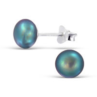 Silver thai   6mm 8mm Silver freshwater pearl stud earring  ต่างหูมุกน้ำจืดสีเงินขนาด 6 มม. 8 มม