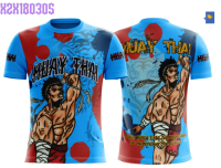 blue style tshirt muay thai free custom