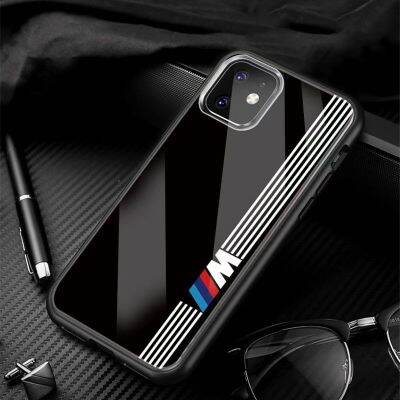 เคสสำหรับไอโฟนโทรศัพท์ BMW กันกระแทก14 /Pro/plus /Pro Max/ 13/12/11-กระจกป้องกัน