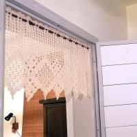 【YD】 crochet fabric half curtain coffee vintage pure cut-out door partition beige