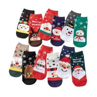 4 Pairs Christmas Socks Women Autumn Winter Cartoon Santa Snowman Elk Cotton Stockings Merry Christmas Decor Gift Happy New Year Socks Tights