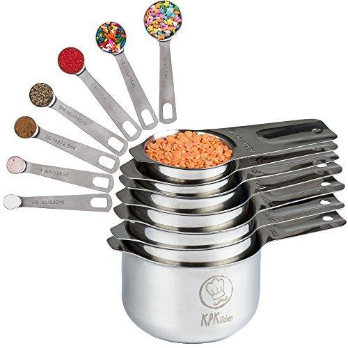 Stainless Steel Measuring Cups and Spoons Set (14 Piece Set)