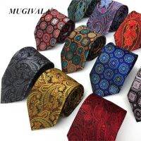 MUGIVALA ชุดสูทปาร์ตี้สังคมสำหรับผู้ชายผ้าโพลีเอสเตอร์ลาย Paisley ไทดอกไม้ขนาดใหญ่8Cm เน็กไทสำหรับผู้ชายเนคไทแบบแคบสำหรับผู้ชาย