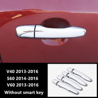 Chrome Outer Door Handle Decoration Frame Trim For Volvo S60 V40 V60 XC60 Car Doorknob Bowl Protective Cover Stickers Sequins