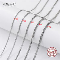 Solid Real S925 Sterling Silver Platinum Plated Chopin Chain Match Pendant Chain WomenMens Necklace Bold clavicle chain