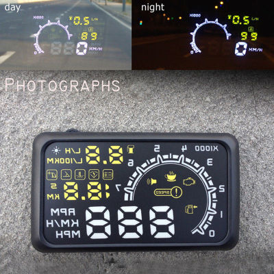 เครื่องสแกนเนอร์วัดความเร็ว HUD ODB2 OBD2 Scanner EOBD หน้าจอ OBD2ที่บังแดดหน้ารถยนต์ HUD ขนาด5.5นิ้วนาฬิกาปลุกดิจิตอล