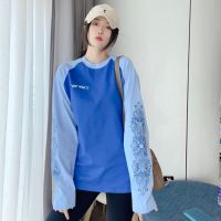 High Quality Chrome Heart CH official flower cross flower arm long-sleeved T-shirt blue sweater