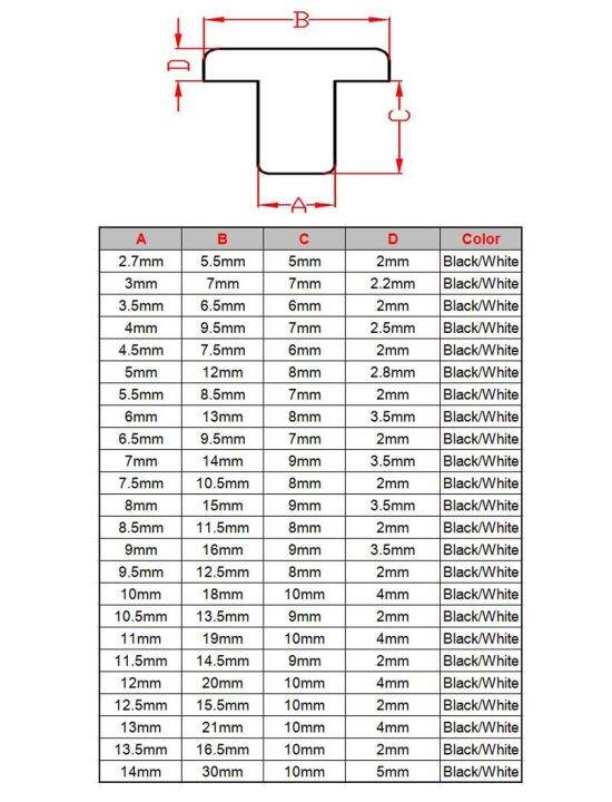 10ชิ้น2-7มม-14ยางซิลิโคนเอ็มเอ็มตัวปิดรูตัวผู้รูปตัว-t-สำหรับอุดช่องว่างปลายมน