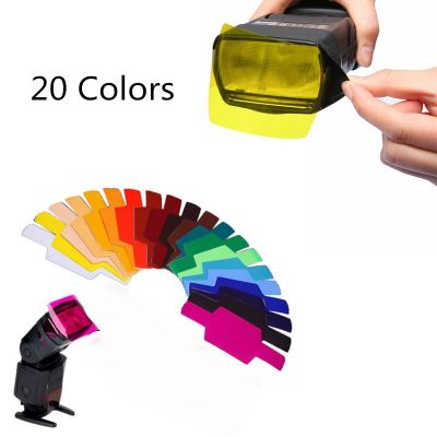ฟิลเตอร์แฟลชสีเจล20ชิ้น,กระดาษสีชุดฟิลเตอร์สีเซ็ตท็อปเหมาะสำหรับกล้องตัวกรองเจลถ่ายภาพ