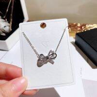 【Be worth】 Gift Pop Simple Kolye Chain 925เงินสเตอร์ลิง Bowknot สร้อยคอจี้สำหรับผู้หญิงสั้น Collarbone Chain เครื่องประดับ Collar