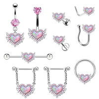 O Treasure Navel Ring Ear Stud Body Piercing Accessories Nose Clip Gebe Navel Ring Heart-shaped Navel Ring