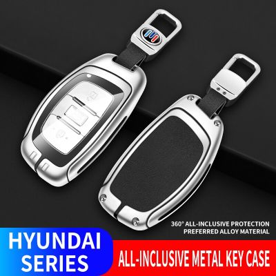 Zinc Alloy Leather Car Key Case Cover For Hyundai Tucson Santa Fe Rena Sonata Elantra Creta Ix35 Ix45 I10 I30 I40 Accessories