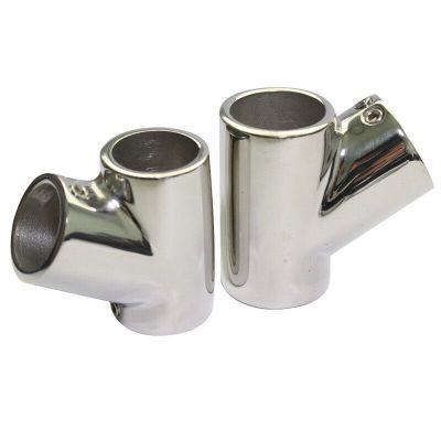2 Pcs Marine 316 Stainless Steel 3-Way Tee 60 Degree 7/8" Boat Hand Rail Fittings Accessories