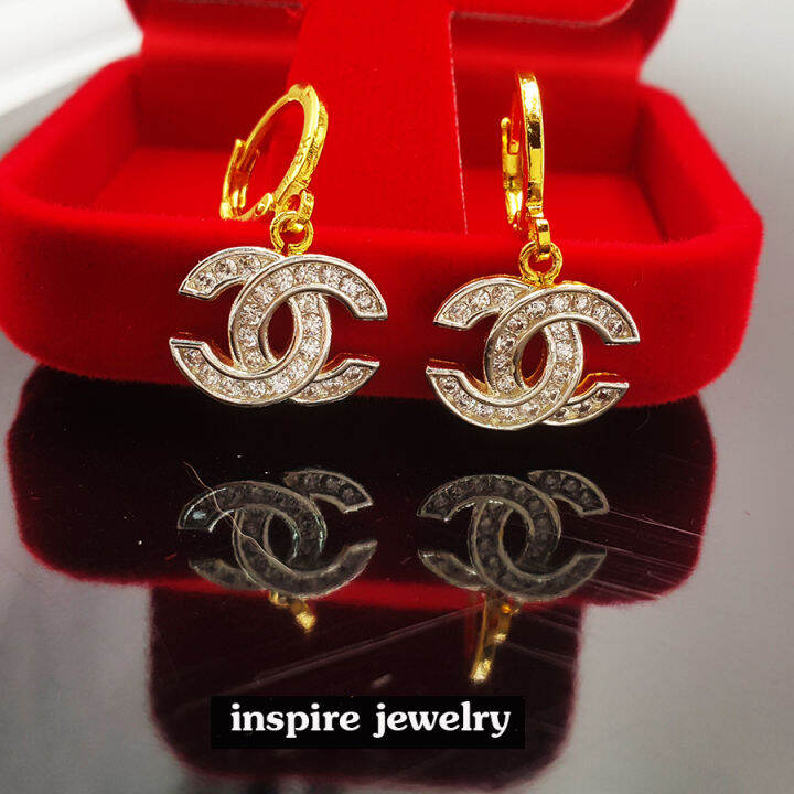 inspire-jewelry-ต่างหูห่วง-ตัวเรือนฝังเพชร-size-1x1-5cm-งานแฟชั่นอินเทรน-คุณภาพเกรดพรีเมี่ยมงาน-design-จิวเวลลี่หรู-งานแฟชั่น-งานจิวเวลลี่