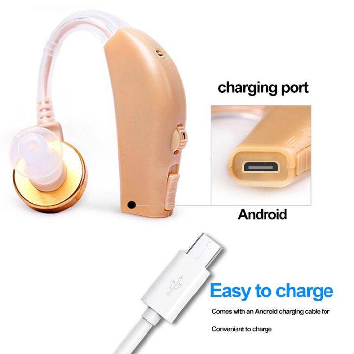 USB Rechargeable Hearing Aids Invisible Behind The Ear Hearing Aid Mini Adjustable Tone Volume