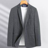 ZZOOI Slim Fit Mens Blazer 2023 New Spring and Autumn Men Thin Fashion Classic Elasticity Knitting Smart Casual Male Formal Jacket