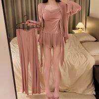 【CW】❣卍▫  Woman 4/3 Pcs Sleepwear Set With Chest Modal Pyjamamas Sleeve Cotton Negligee Homewear