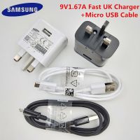 【Super Like】☬Ot♀Samsung ของแท้ปลั๊ก UK ที่ชาร์จความเร็วสูงสายไมโคร USB 9V1 67A Adaptor Traveling 1/1.5ม. สำหรับ Galaxy A10 M10 S6 S7ขอบ A5 A3