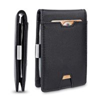 Mens Money Clip With Zippered Coin Pocket RFID Blocking Credit Card Holder Mini Bifold Wallet For Men