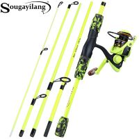 Sougayilang Portable 5 Section Red/yellow Fishing Rod Combo 170cm Fishing Rod and 1000 2000 3000 Spinning Reel Set