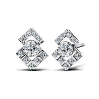 ต่างหูเพชร Double Victory Stud Earrings เพชรแท้ เพชรน้ำ 99