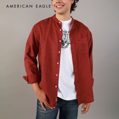 American Eagle Band Collar Linen Button-Up Shirt เสื้อเชิ้ต ผู้ชาย (NMSH 015-2369-688)