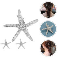 OULII 3PCS Star Hair Clips Rhinestone Pearl Hair Pins Bride Barrettes งานแต่งงาน