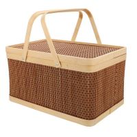 Bamboo Portable Storage Basket Picnic Basket Snack Fruit Basket Home Kitchen Storage Basket Bedroom Desk Storage Basket