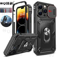 Heavy Duty Case For iPhone 14 Pro 14 Plus 13 Pro Max 12 11 XS Max X 8 7 Slide Camera Build in 360 Degree Rotate Kickstand Covers