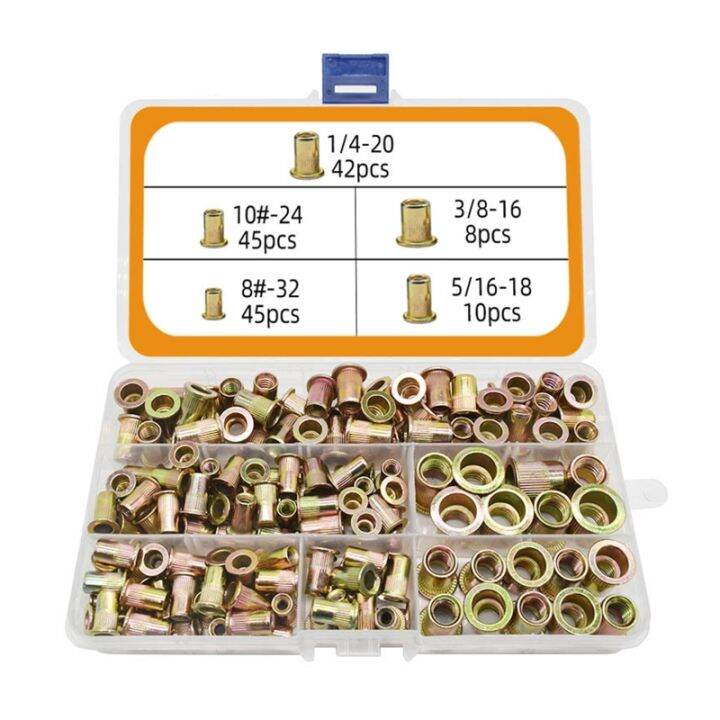 150-230ชิ้น-sae-และเมตริก-rivets-อ่อนนุชชุดเหล็กคาร์บอนแบนสำหรับหัวเกลียวแทรกถั่ว8-32-10-24-1-4-20-5-16-18-3-8-1