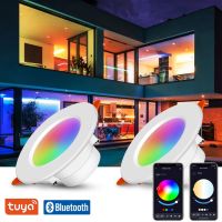 Angella 10วัตต์ LED ดาวน์ไลท์ Tuya สมาร์ทชีวิตลดแสงบลูทูธโคมไฟ RGB + CW + WW เปลี่ยนสีปิดภาคเรียน LED เพดานลงแสง