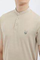 ESP เสื้อโปโลคอจีนลายเฟรนช์ชี่ ผู้ชาย สีเบจ | Stand Collar Frenchie Polo Shirt | 3244