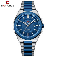 NAVIFORCE Men Casual Watch Vintage Watches Waterproof 2023 Quartz Calendar with Luminous Hand Blue Wristwatch