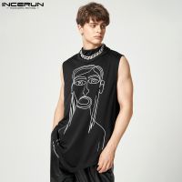 hot【DT】 Fashion Men Printing Turtleneck Sleeveless Loose Irregular Vests Streetwear 2023 Clothing S-5XL 7