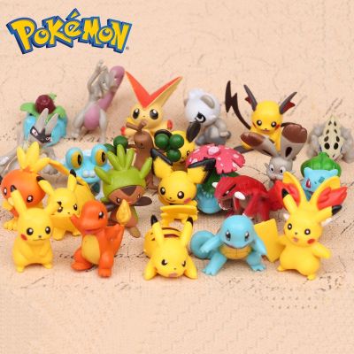 【LZ】☬㍿  Pokemone Action Figure Toys Set para Crianças Anime Cartoon Model Pikachu Bulbasaur Squirtle Charmander Presente de Natal 4-5cm Conjunto de 24Pc