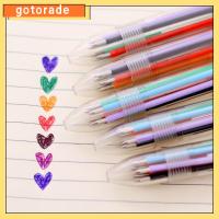 GOTORADE 5PCS สร้างสรรค์และสร้างสรรค์ ปากกาลูกลื่น6สี การ์ตูนลายการ์ตูน น่ารักน่ารักๆ ปากกาหลากสี กราฟฟิตี กดแล้วกด ปากกามาร์กเกอร์ อุปกรณ์สำนักงานโรงเรียน