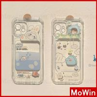 Mowin - เคสไอโฟน เคส iPhone ซิลิโคนนุ่มเคสใสเคสเหลี่ยมขอบกล้องเต็มรูปแบบป้องกันการกระแทกการ์ตูนสไตล์น่ารักสำหรับ 13 12 P