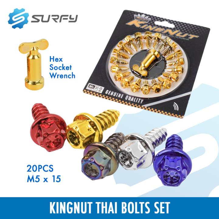KingNut Thai Bolts Set 20pcs Hex Screw With Socket Wrench M5*15 Flower