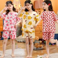 Summer Strawberry Sleepwear For Baby Kids Short Sleeve Pijamas Infantil 100% Cotton Kids Pajamas Set Boys Girls Clothes 6 8 10 Y